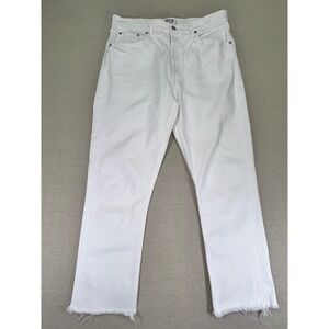AGLODE‎ Women's 32 Riley White Premium Denim Jeans Raw Hem USA MADE A066-1086